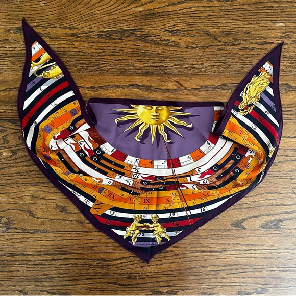 Hermès-Paris Astrologie - Dies Et Hore Celestial Zodiac Silk Twill Bandana Scarf - Picture 3 of 10